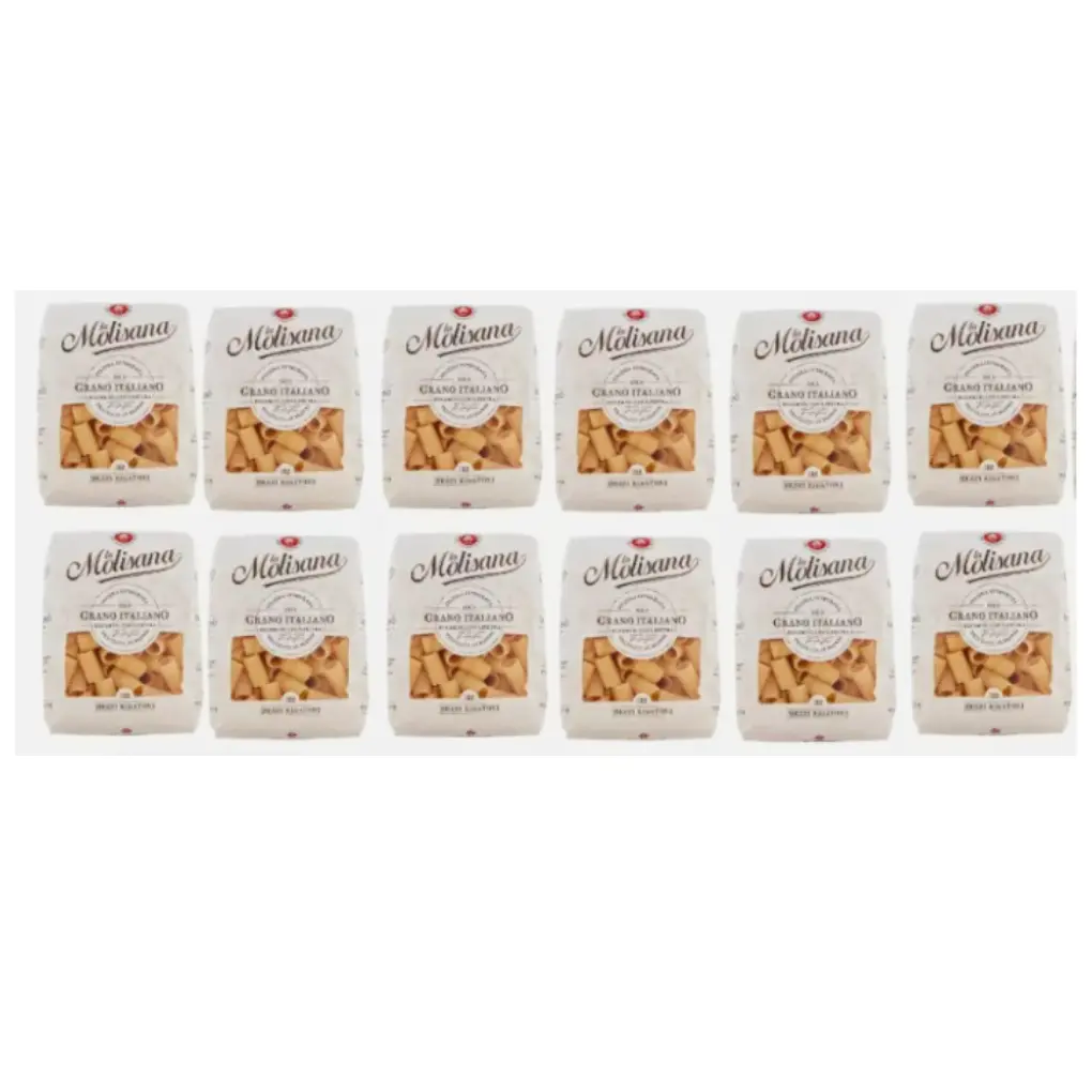 La Molisana Mezzi Rigatoni N. 32 bronze drawn pasta,500gr,pack of 12