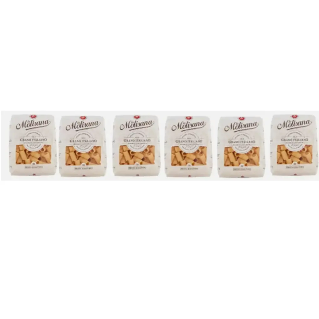 La Molisana Mezzi Rigatoni N. 32 bronze drawn pasta,500gr,pack of 6