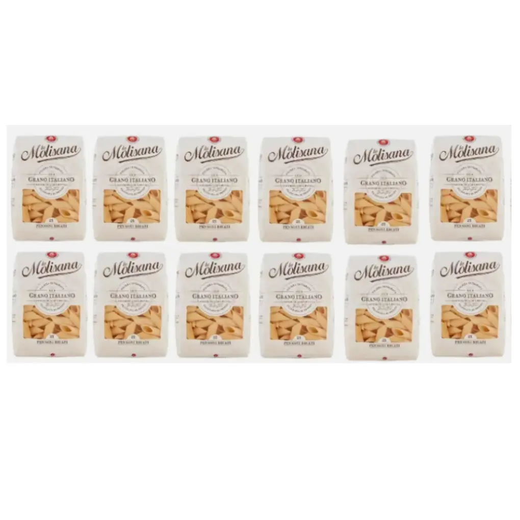 12 x La Molisana Pennoni Rigati N. 21 bronze drawn pasta 500gr durum wheat