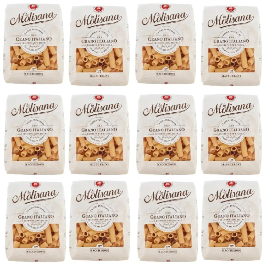 La Molisana Maccheroni N. 37 Pasta Lenta Lavorazione Pasta Made of Durum Wheat Semolina Bronze Drawing 500 g - pack of 12