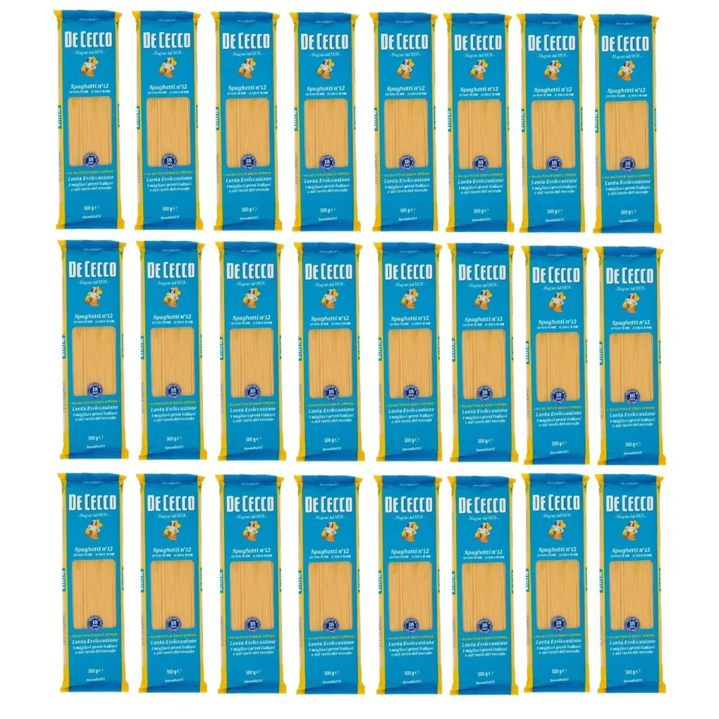 De Cecco Spaghetti No.12 – 100% Italian Durum Wheat Semolina Pasta – 24 x 500g Packs – Authentic Italian Pasta for Everyday Cooking