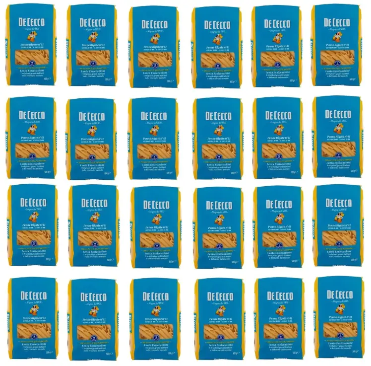  De Cecco Penne Rigate N°41, 100% Italian Pasta Pasta, 24 x 500 g 