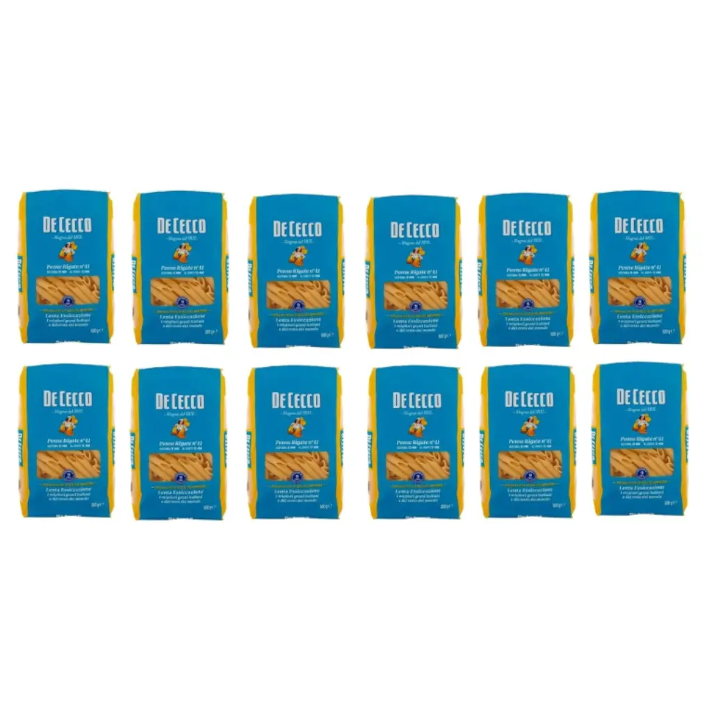De Cecco Penne Rigate N°41, 100% Italian Pasta Pasta, 12 x 500 g
