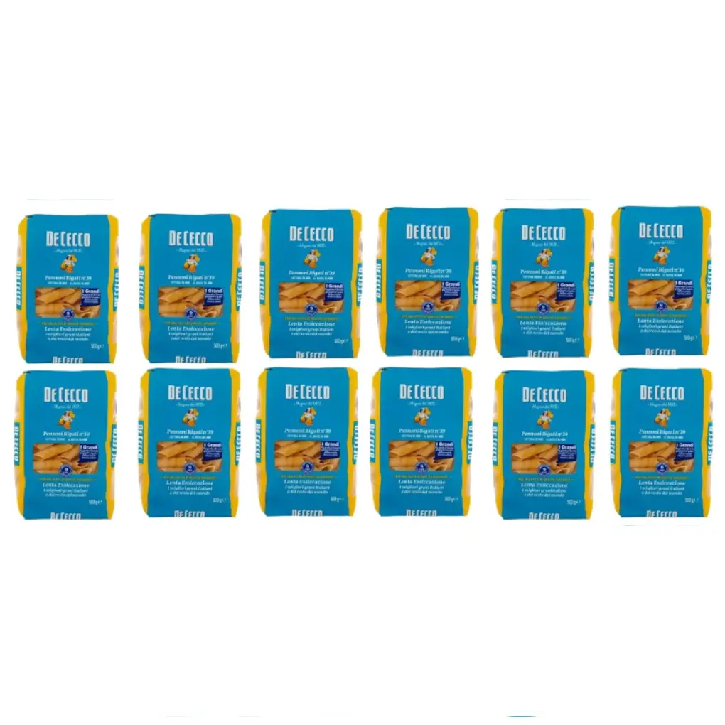 De Cecco Pennoni Rigati N°39, 100% Italian Pasta Pasta, 12 x 500 g
