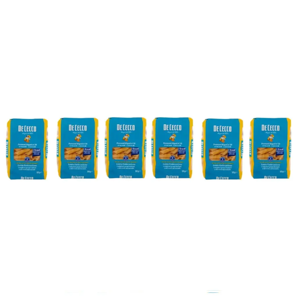 De Cecco Pennoni Rigati N°39, 100% Italian Pasta Pasta, 6 x 500 g