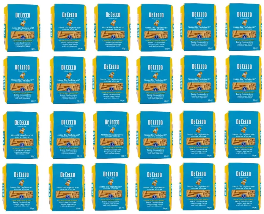  De Cecco Mezza Zita Tagliata N°117 100% Italian Pasta Noodles 24 x 500 g