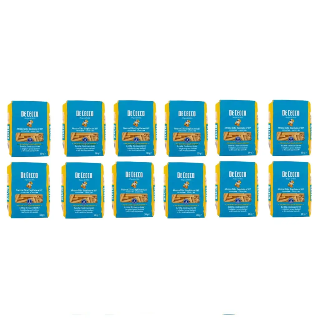  De Cecco Mezza Zita Tagliata N°117 100% Italian Pasta Noodles 12 x 500 g