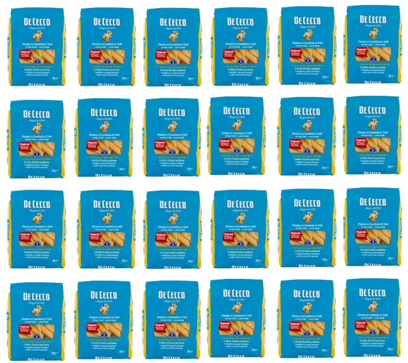  De Cecco Penne a Candela N°340, 100% Italian Pasta Pasta, 24 x 500 g