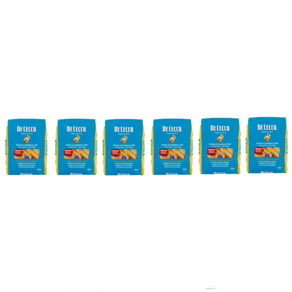 De Cecco Penne a Candela N°340, 100% Italian Pasta Pasta, pack of 6 x 500 g