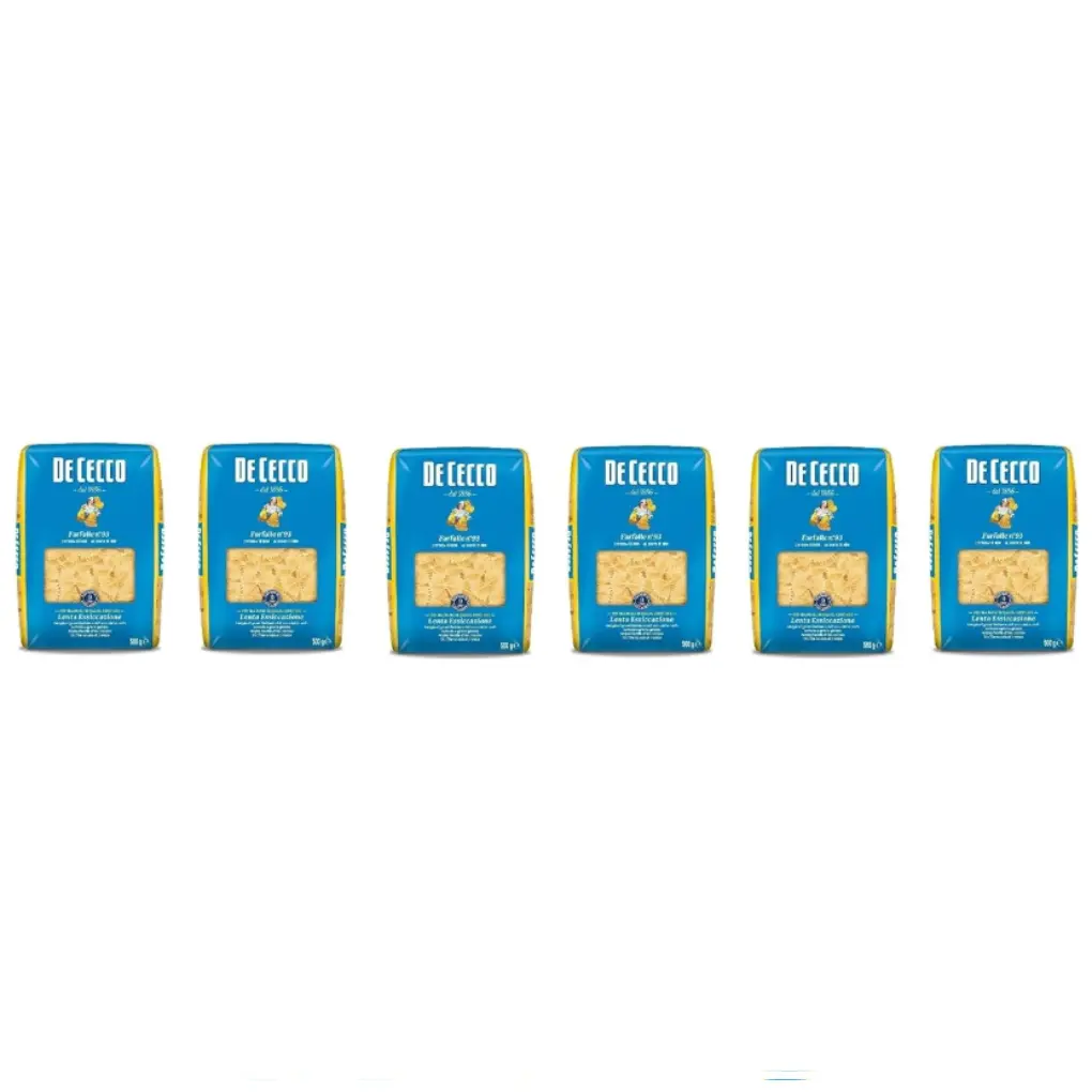 De Cecco Pasta Farfalle n. 93 100% Italian Pasta-pack of 6 x 500 g