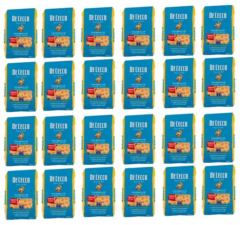 De Cecco Orecchiette N°91, 100% Italian Pasta,pack of  24 x 500 g