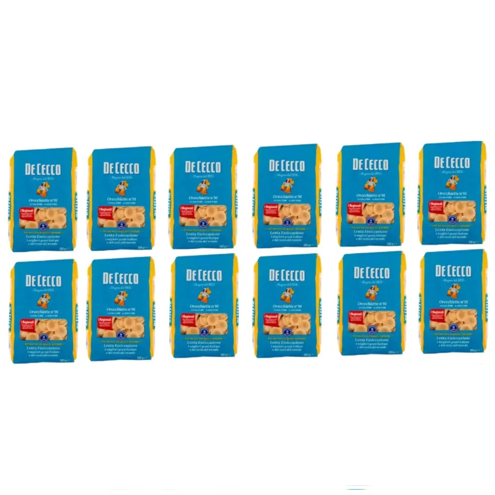 De Cecco Orecchiette N°91, 100% Italian Pasta,pack of  12 x 500 g
