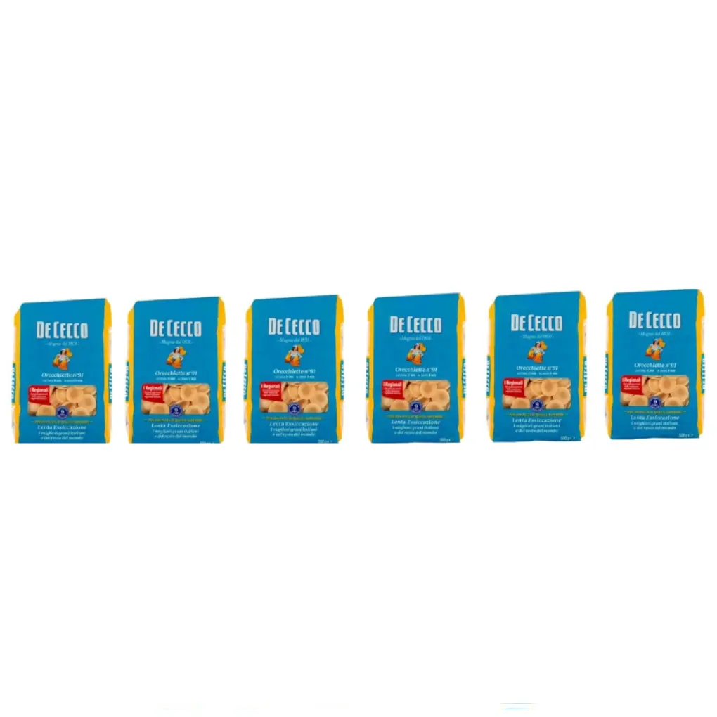 De Cecco Orecchiette N°91, 100% Italian Pasta,pack of  6 x 500 g