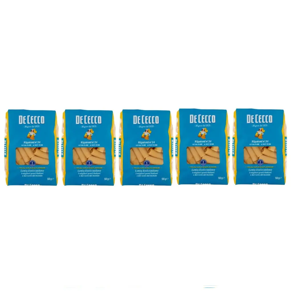 Pasta De Cecco 100% Italian Rigatoni N°24-pack of 6 x 500g
