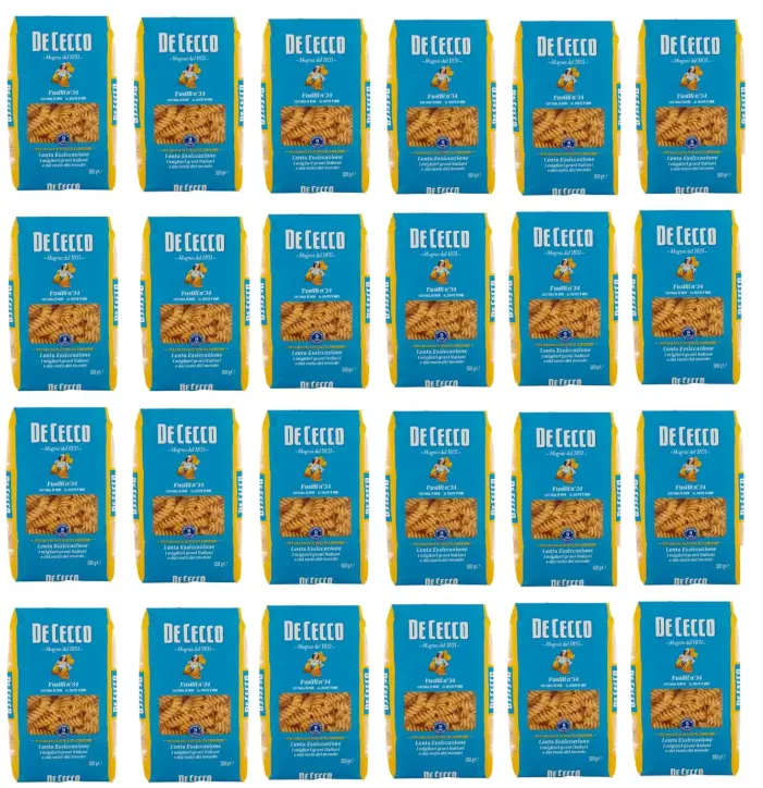  De Cecco Fusilli N°34, 100% Italian Pasta,pack of 24 x 500 g