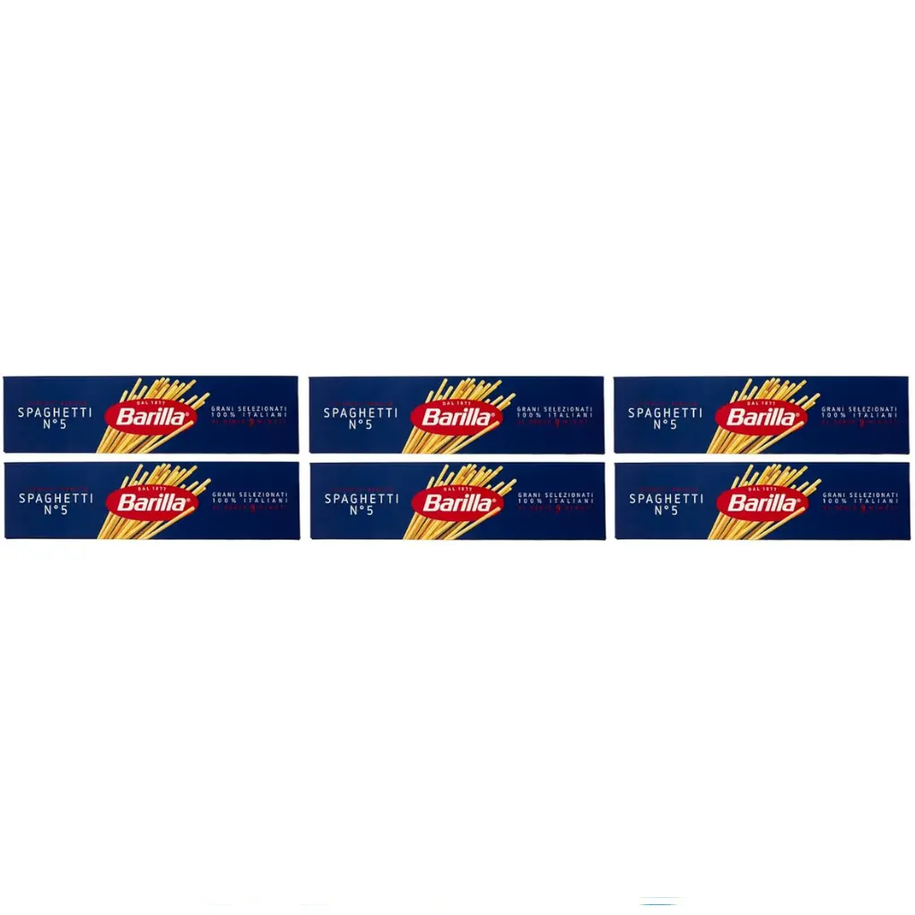 Pasta Barilla Spaghetti No. 5 Italian Noodles (500 g Pack Each)pack of 6