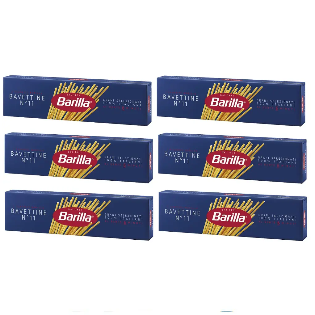 Barilla Bavettine No. 11 – Authentic Italian Pasta, 100% Durum Wheat Semolina, 500g Pack, Pack of 6 – Non-GMO, Al Dente Texture, Imported from Italy