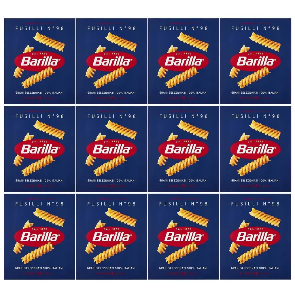 Barilla Fusilli – Authentic Italian Pasta, 100% Durum Wheat Semolina, 500g Pack, Pack of 12 – Non-GMO, Spiral Shape, Al Dente Texture, Imported from Italy