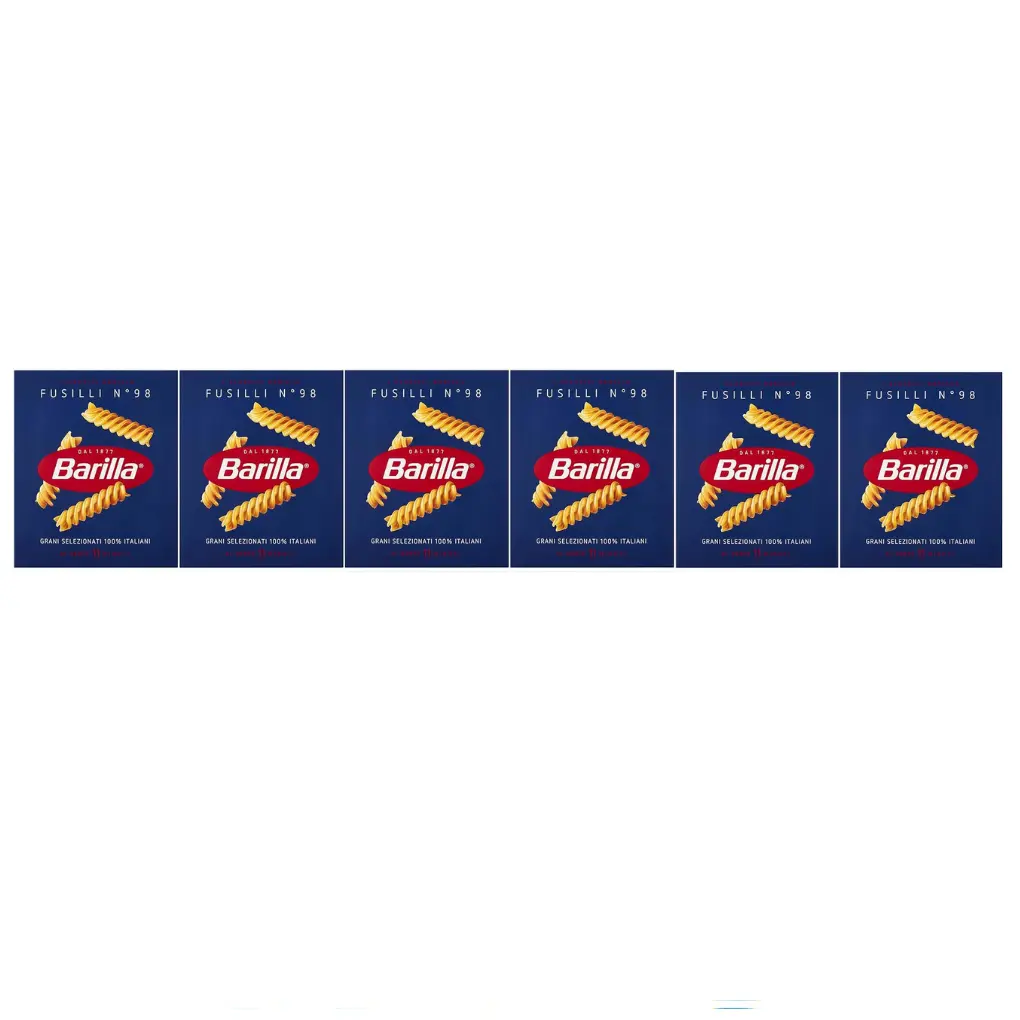 Barilla Fusilli – Authentic Italian Pasta, 100% Durum Wheat Semolina, 500g Pack, Pack of 6 – Non-GMO, Spiral Shape, Al Dente Texture, Imported from Italy