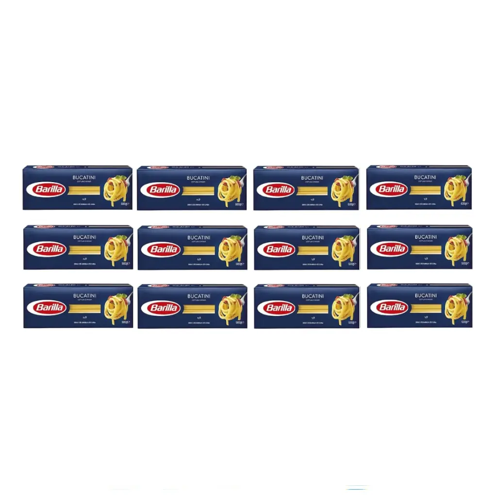 Barilla Bucatini No. 9 | Authentic Italian Pasta | 12 Packs x 500g | Made from 100% Durum Wheat Semolina | Thick Long Noodles with Central Hole | Ideal for Amatriciana & Rich Sauces