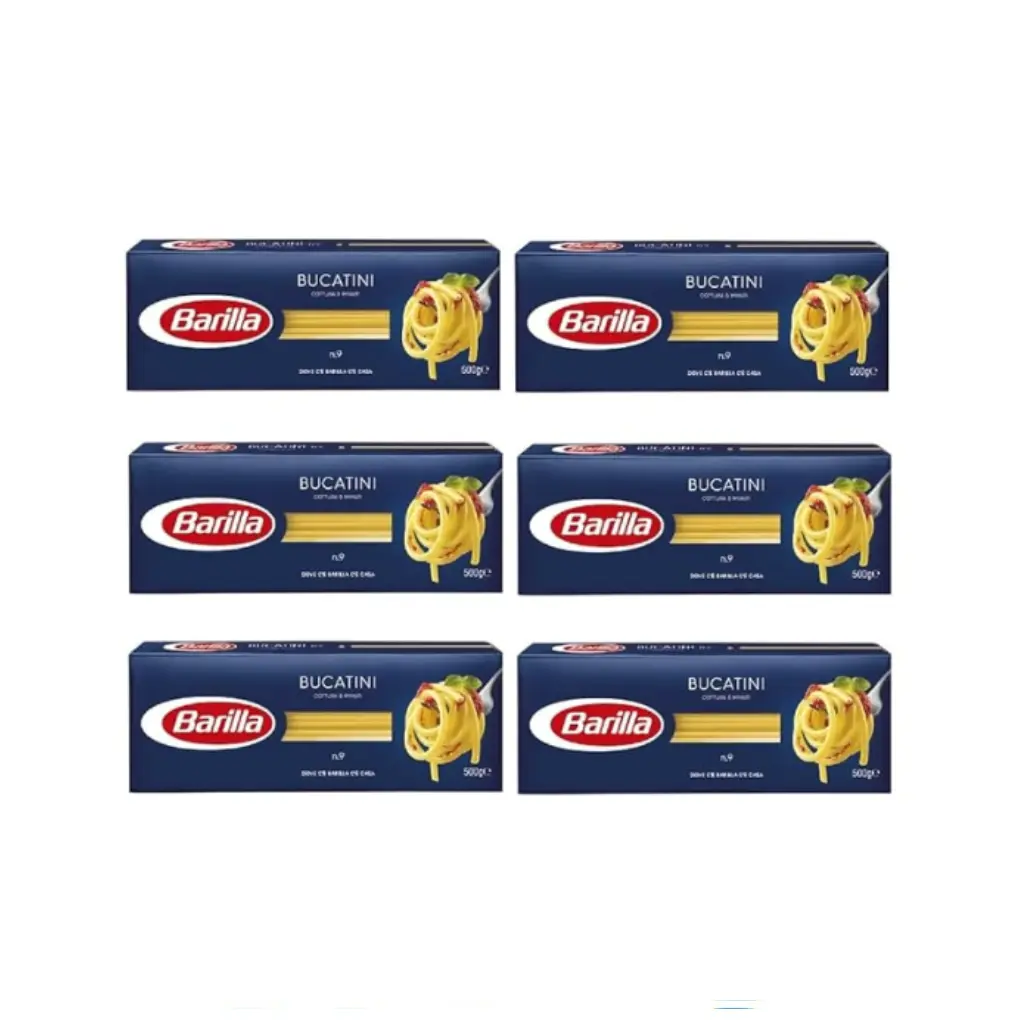 Barilla Bucatini No. 9 | Authentic Italian Pasta | 6 Packs x 500g | Made from 100% Durum Wheat Semolina | Thick Long Noodles with Central Hole | Ideal for Amatriciana & Rich Sauces