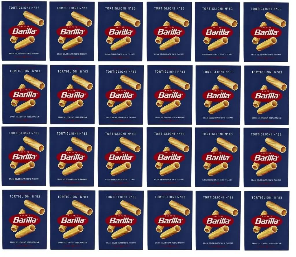 Barilla Tortiglioni No. 83 | Authentic Italian Pasta | 24 Packs x 500g | Made from 100% Durum Wheat Semolina | Short Ridged Tubes | Ideal for Baked Dishes & Thick Sauces