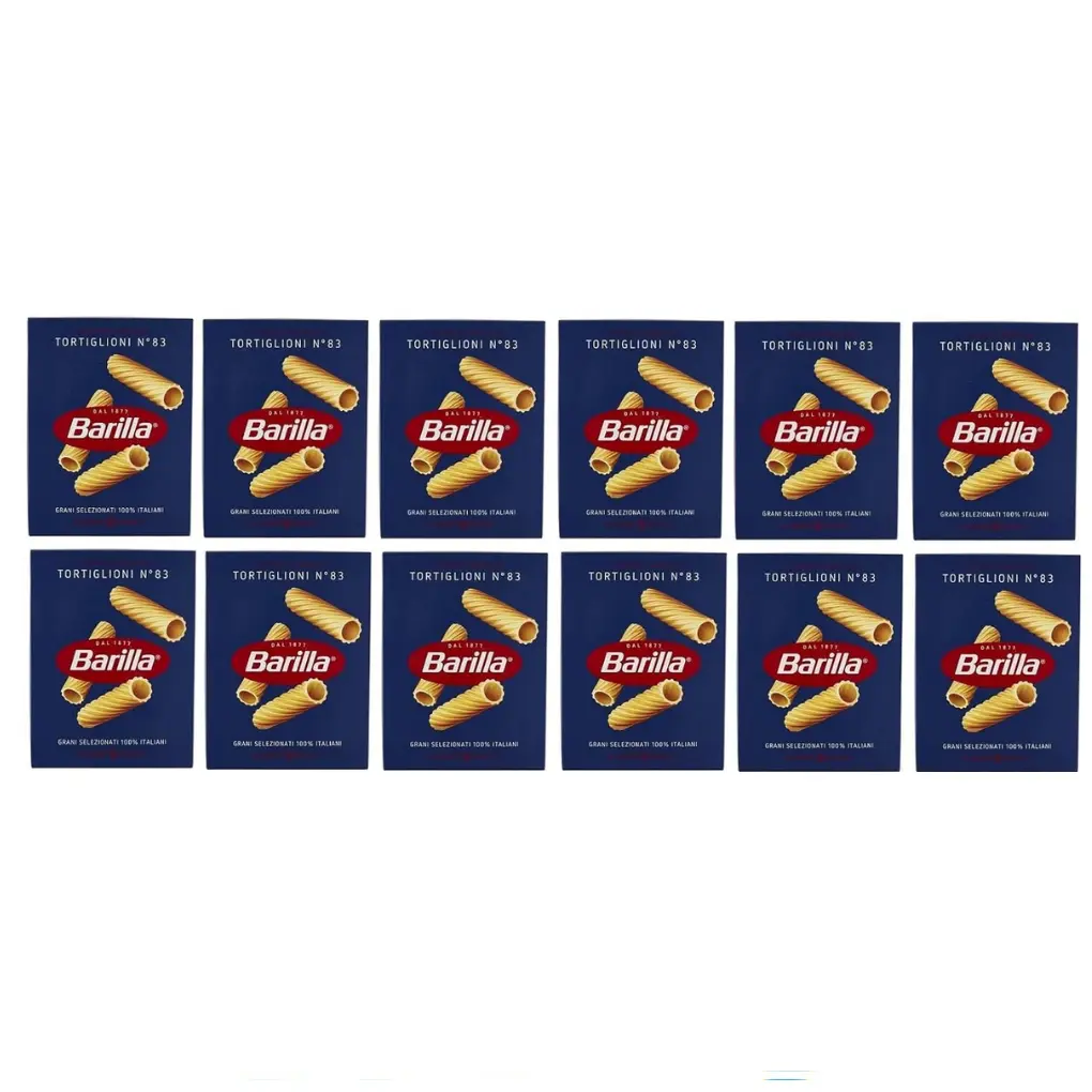 Barilla Tortiglioni No. 83 | Authentic Italian Pasta | 12 Packs x 500g | Made from 100% Durum Wheat Semolina | Short Ridged Tubes | Ideal for Baked Dishes & Thick Sauces