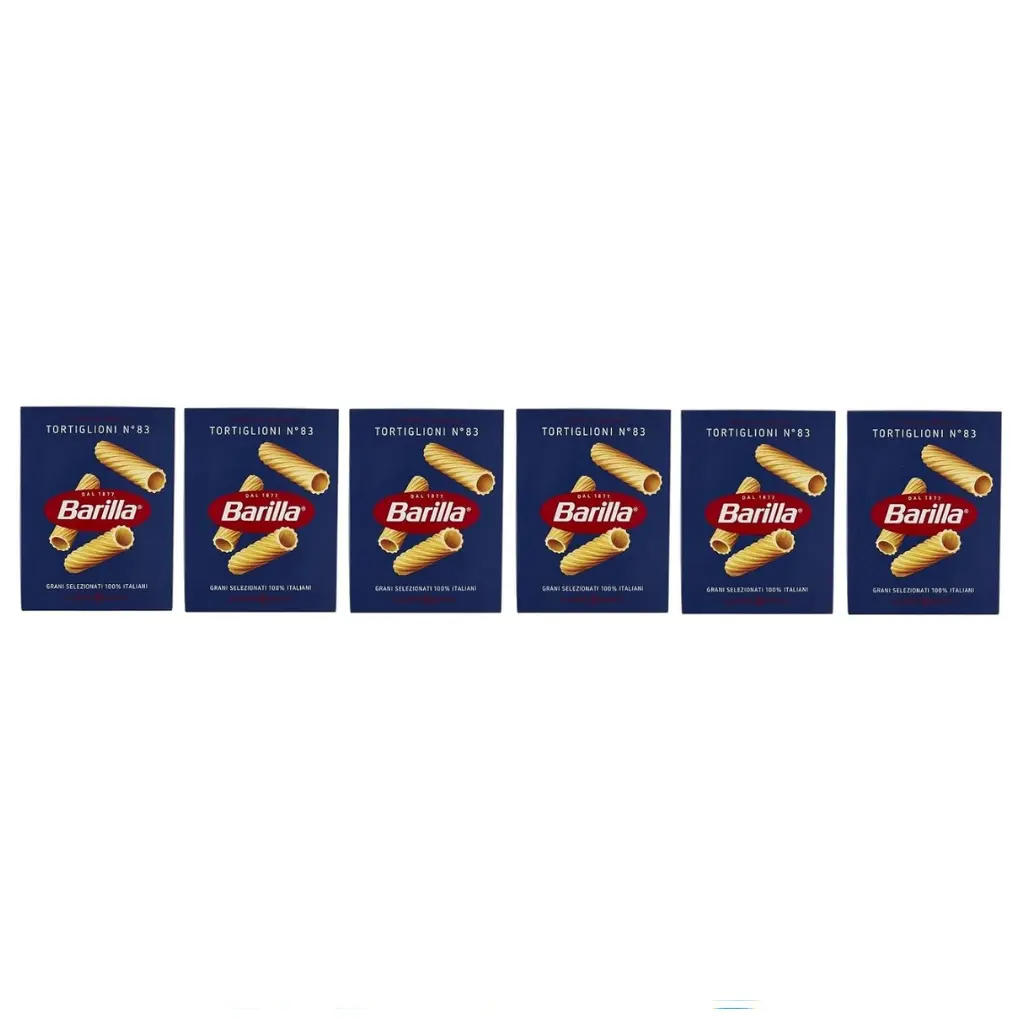 Barilla Tortiglioni No. 83 | Authentic Italian Pasta | 6 Packs x 500g | Made from 100% Durum Wheat Semolina | Short Ridged Tubes | Ideal for Baked Dishes & Thick Sauces
