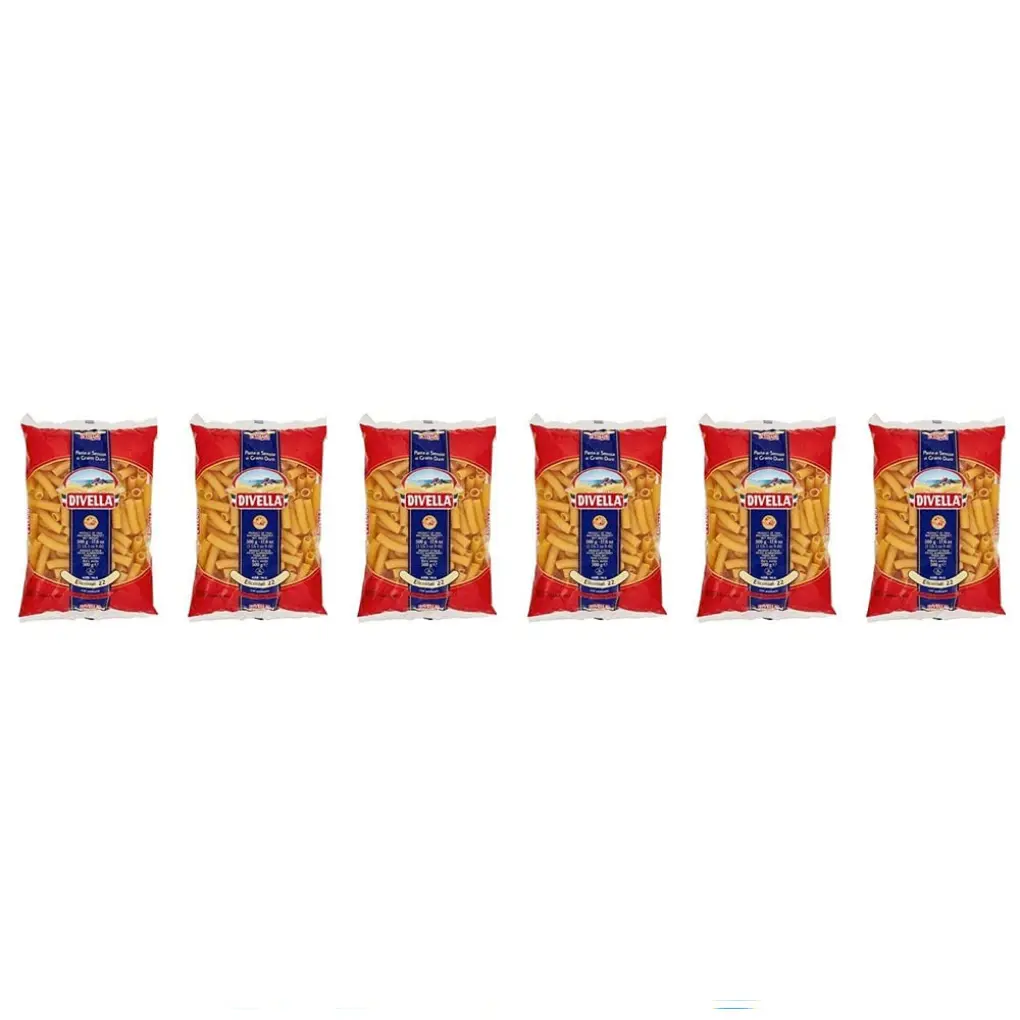 Divella Elicodali No. 22 Pasta | 6 Packs x 500g | 100% Italian Durum Wheat Semolina | Short Ridged Tube Pasta | Ideal for Thick Sauces & Baked Dishes | Made in Italy