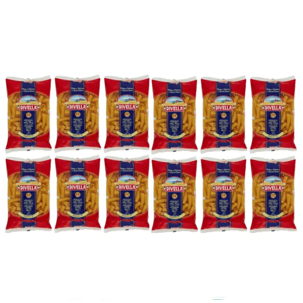 Divella Rigatoni No. 17 Pasta | 6 Packs x 500g | 100% Italian Durum Wheat Semolina | Large Ridged Tube Pasta | Cooks in 9 Minutes | Ideal for Baked Dishes & Hearty Sauce
