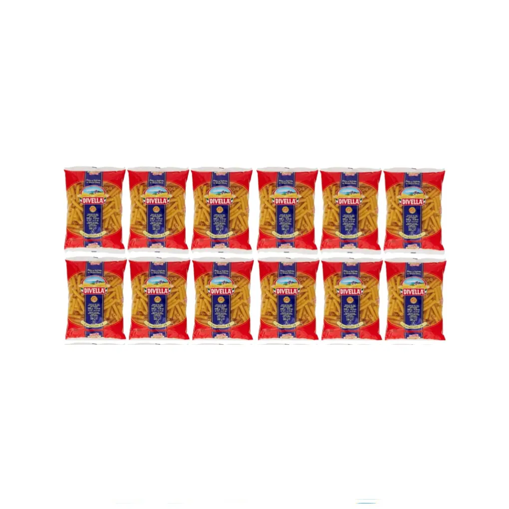 Divella Cannerozzetti No. 24 Pasta | 12 Packs x 500g | 100% Italian Durum Wheat Semolina | Short Ridged Tube Pasta | Cooks in 10 Minutes | Ideal for Thick Sauces & Baked Dishes