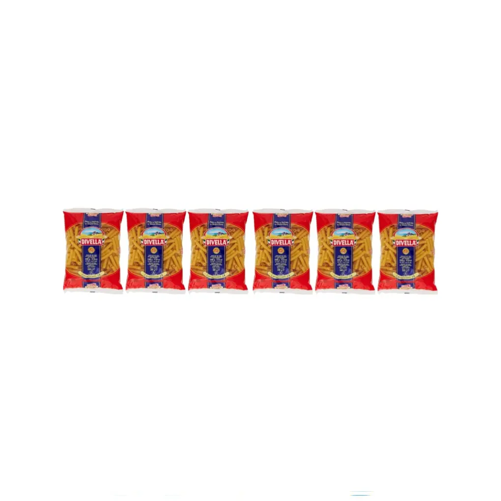 Divella Cannerozzetti No. 24 Pasta | 6 Packs x 500g | 100% Italian Durum Wheat Semolina | Short Ridged Tube Pasta | Cooks in 10 Minutes | Ideal for Thick Sauces & Baked Dishes