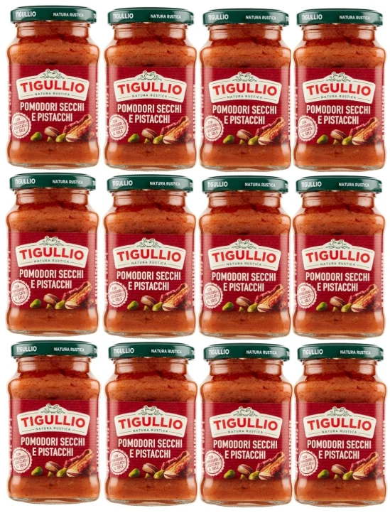  Star Tigullio Gran Pesto Sun-Dried Tomatoes & Pistachios – Gourmet Italian Pasta Sauce – 6 x 190g Jars