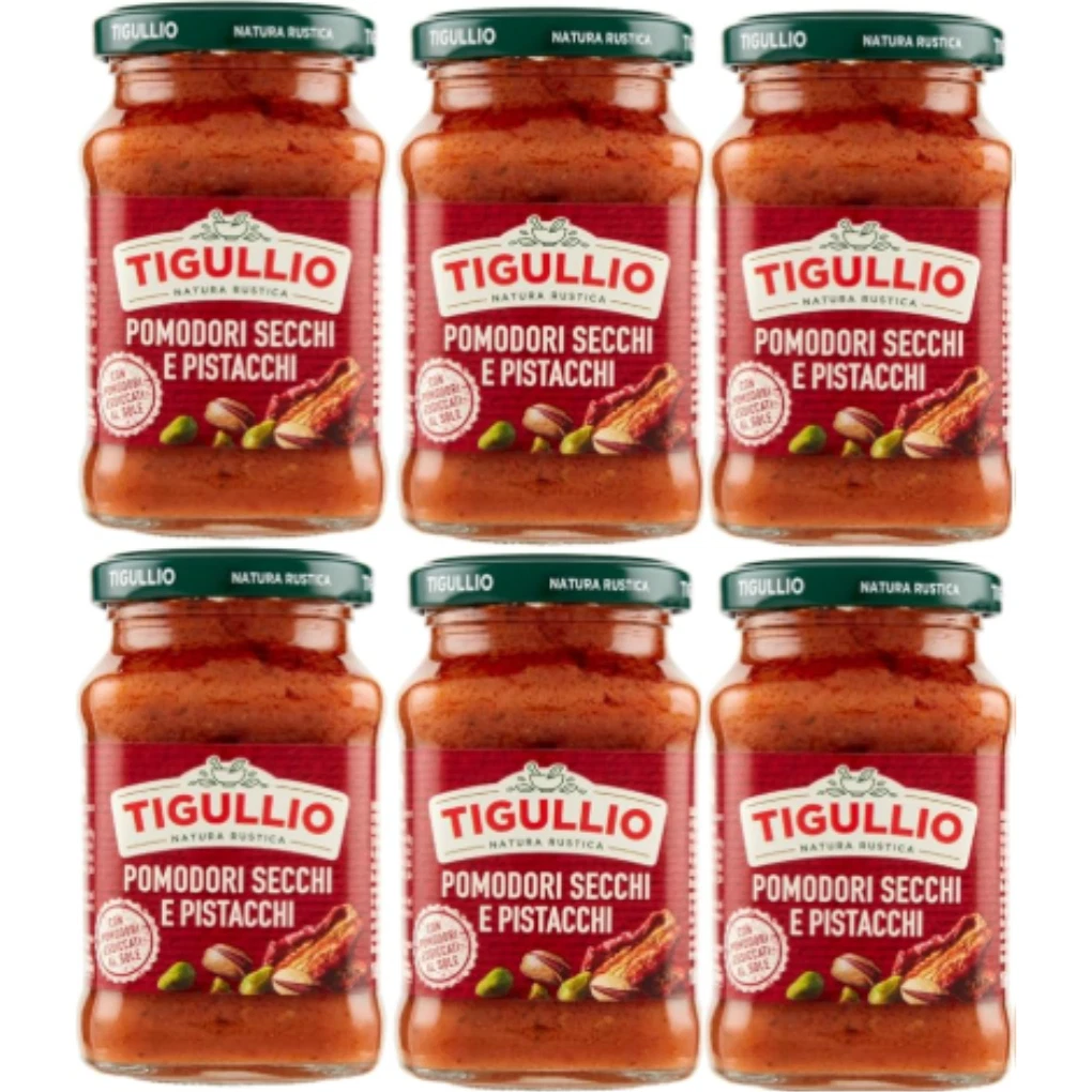 Star Tigullio Gran Pesto Sun-Dried Tomatoes & Pistachios – Gourmet Italian Pasta Sauce – 6 x 190g Jars
