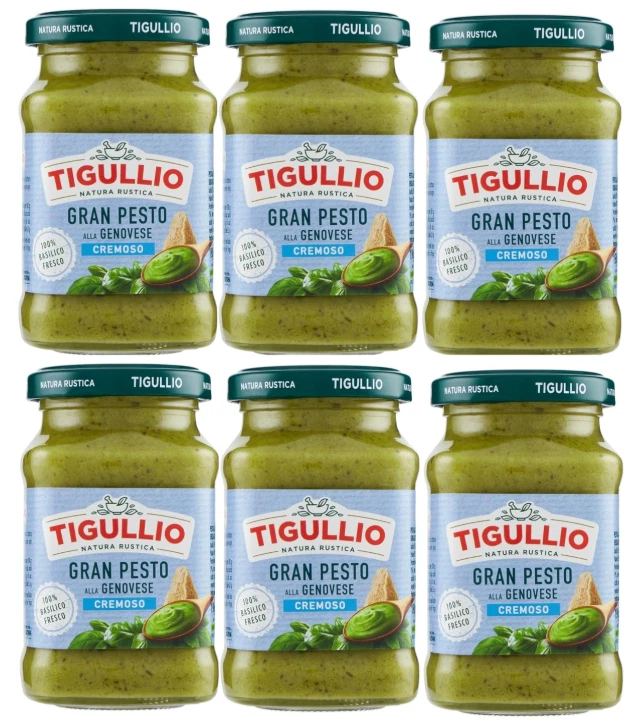 Star Tigullio GranPesto alla Genovese with Fresh Basil, Creamy Italian Pesto Sauce, 6 x 190g Jars – Ready-to-Use Pasta Sauce, Traditional Ligurian Recipe