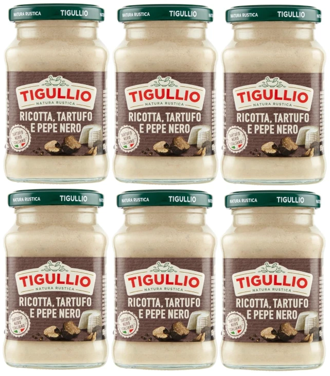 Star Tigullio GranPesto with Ricotta Cheese, Truffle and Black Pepper, Creamy Italian Pasta Sauce, 6 x 190g Jars – Gourmet Ready-to-Use Sauce, Bold and Delicate Flavour Blend