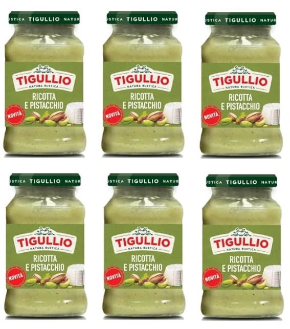 Star Tigullio Pesto with Ricotta and Pistachio, Creamy Italian Pasta Sauce, Gluten Free, 6 x 190g Jars – Ready-to-Use Gourmet Sauce with Delicate Nutty Flavour