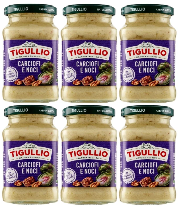 Star Tigullio Pesto with Artichokes and Walnuts, Creamy Italian Pasta Sauce, 6 x 185g Jars – Ready-to-Use Gourmet Sauce with Rich Mediterranean Flavour