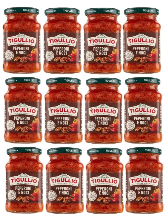 Star Tigullio GranPesto with Peppers and Walnuts, Creamy Italian Pasta Sauce, 6 x 190g Jars – Ready-to-Use Gourmet Sauce with Sweet Red Peppers and Crunchy Walnuts