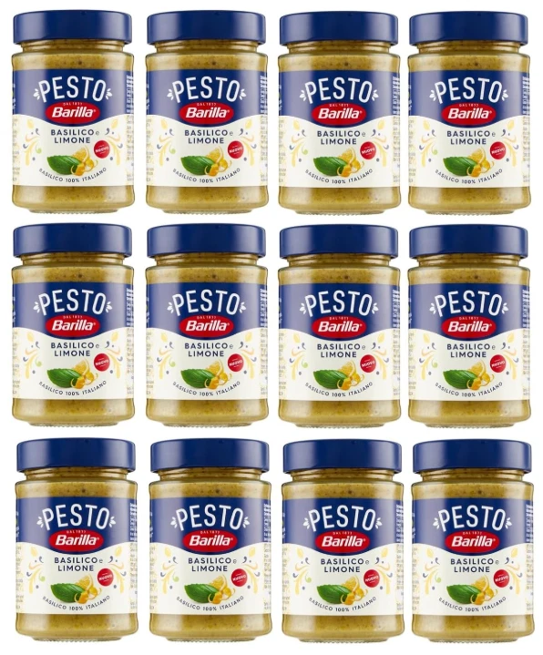 Barilla Pesto Basil and Lemon Spice and Pasta Sauce, 6 x 190g Jars – Ready-to-Use Italian Pasta Sauce with Fresh Basil and Zesty Lemon, Mediterranean Flavour