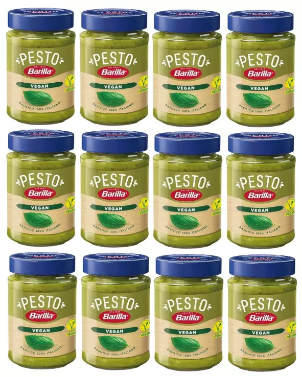 Barilla Pesto Basil Vegan Spice and Pasta Sauce, Pack of 6 x 190g Jars – 100% Vegan, Ready-to-Use Italian Pasta Sauce with Fresh Basil, Mediterranean Flavour