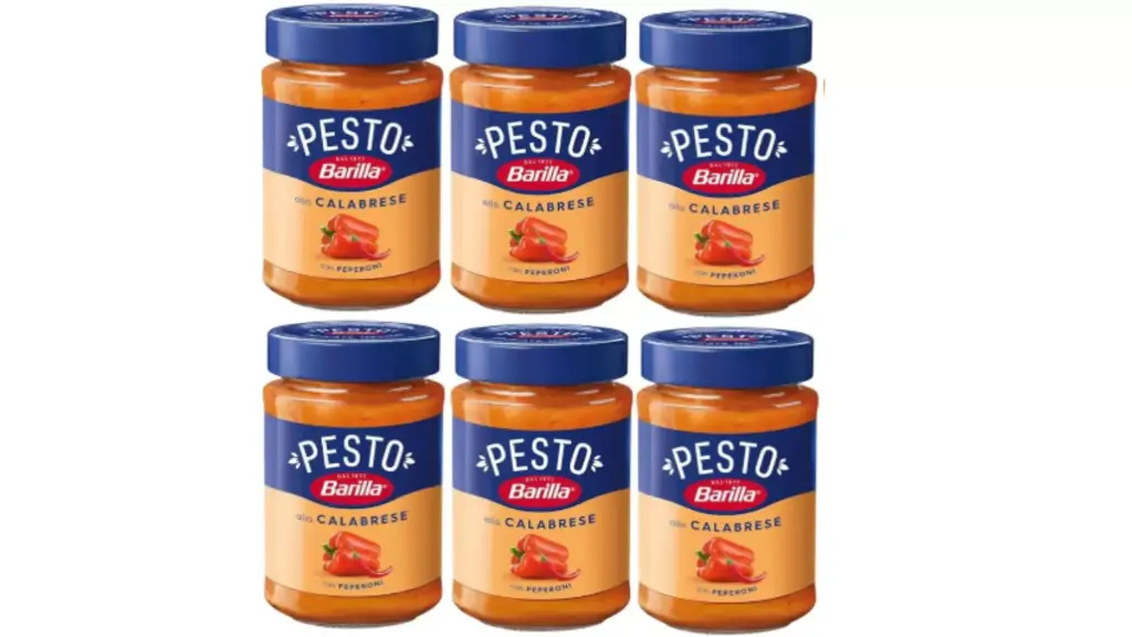 Barilla Pesto Calabrian with Paprika Spice and Pasta Sauce, Pack of 6 x 190g Jars – Ready-to-Use Italian Pesto Sauce with Paprika, Bold and Spicy Mediterranean Flavour