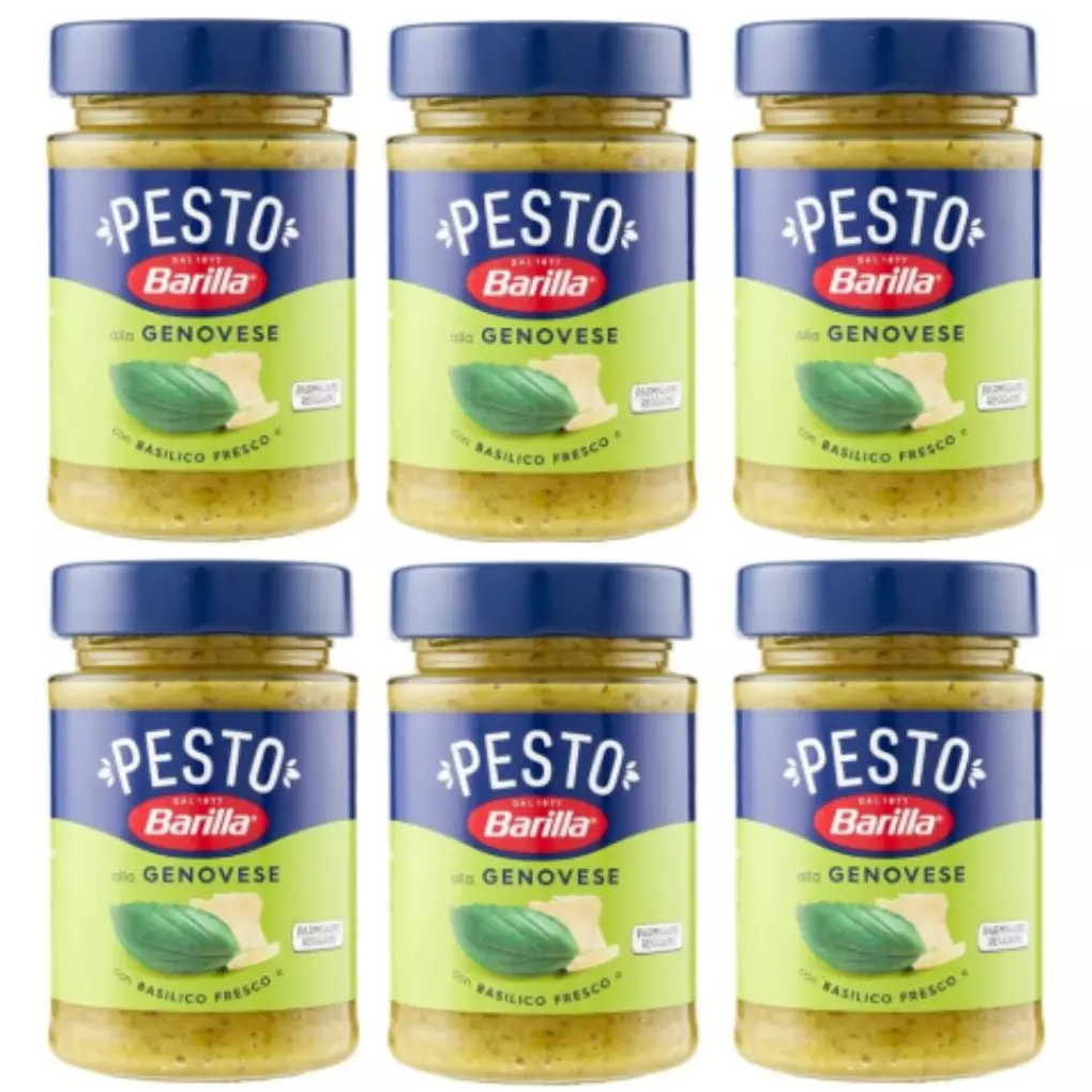 Barilla Pesto alla Genovese with Fresh Basil, 6 x 190g Jars – Classic Italian Pasta Sauce, Ready-to-Use Pesto with Fragrant Basil and Rich Mediterranean Flavour