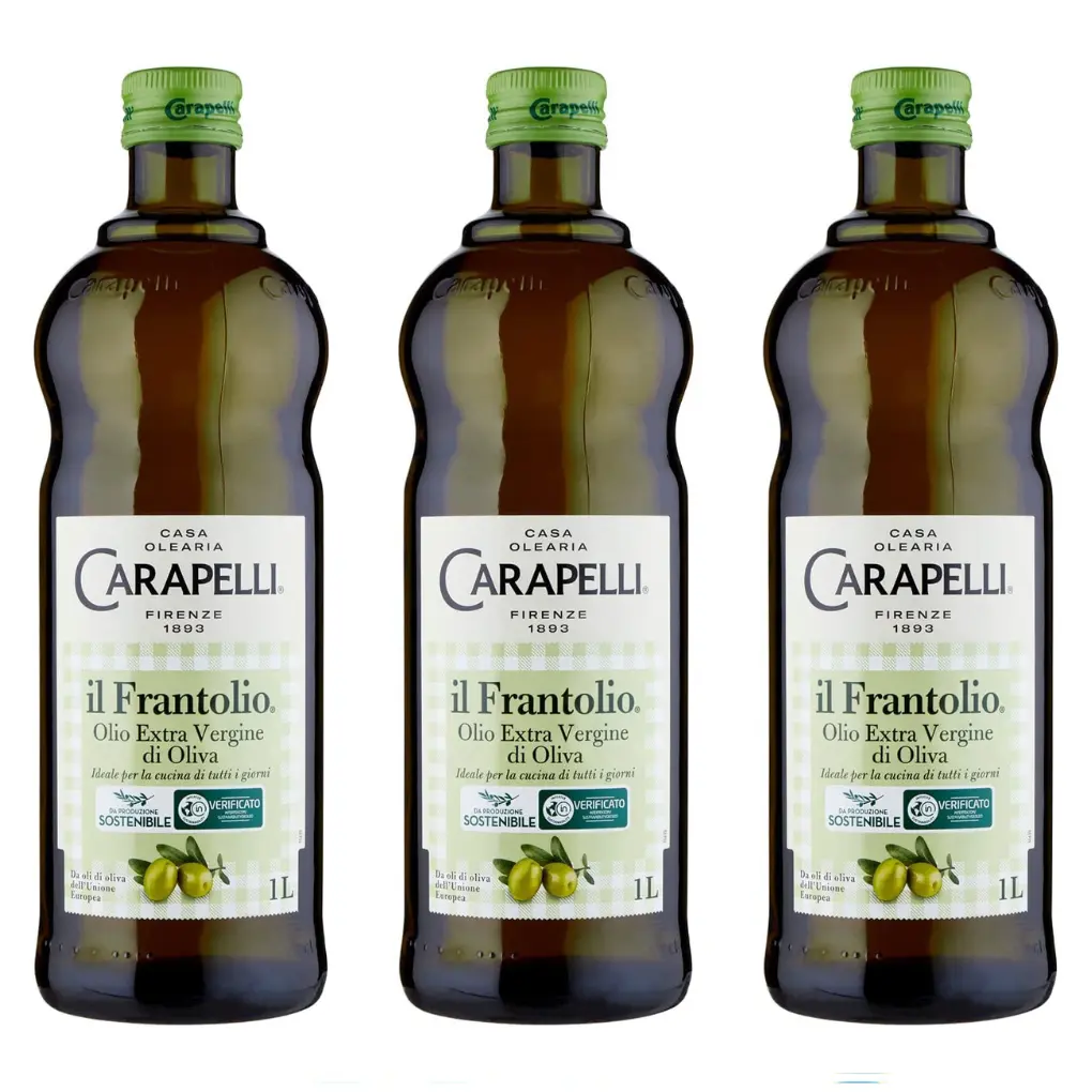 Carapelli Il Frantolio Extra Virgin Olive Oil, 3 x 1L Bottles – Cold Extracted Italian EVOO, Balanced Medium Fruity Taste, Premium Quality for Cooking and Seasoning