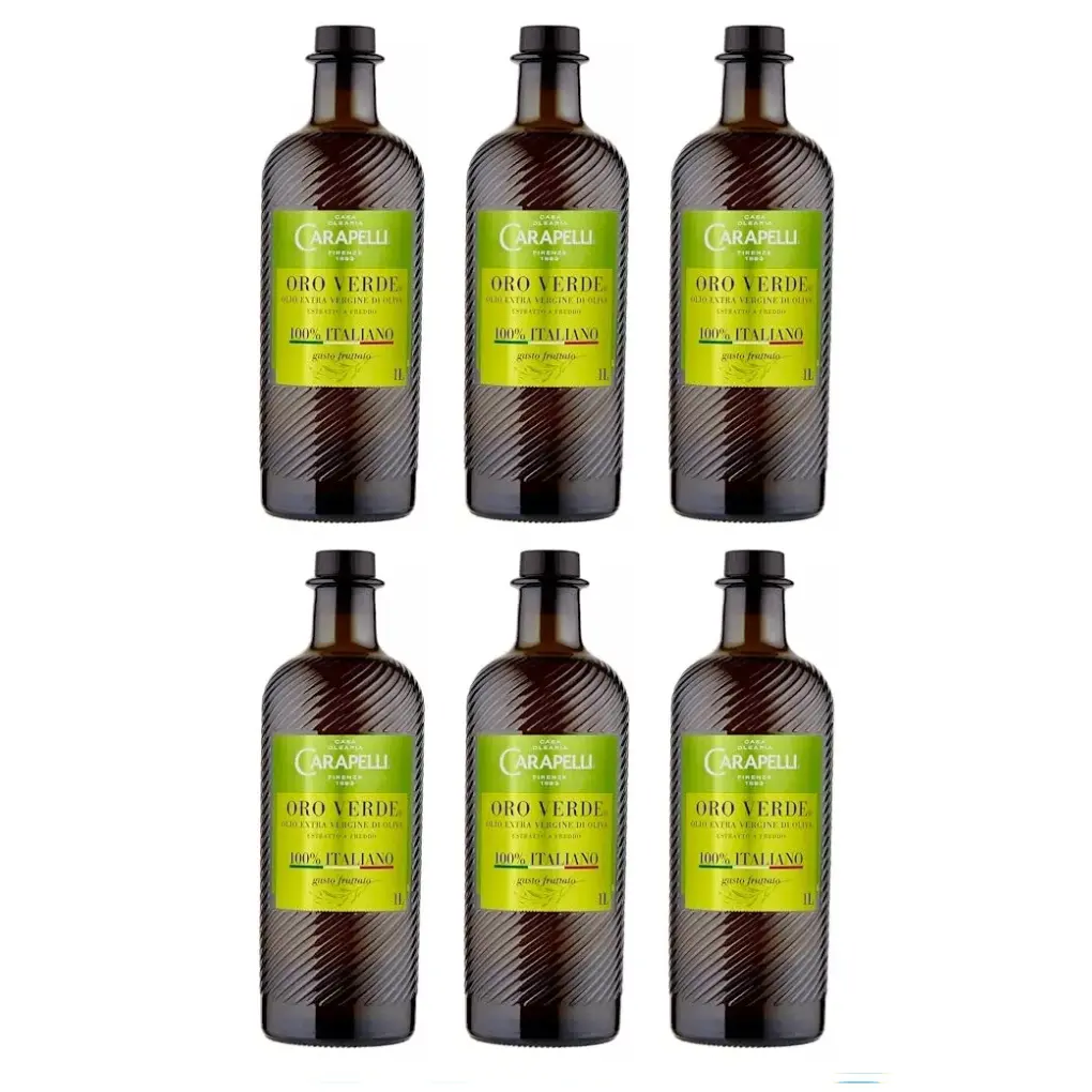 Carapelli Oro 100% Italian Extra Virgin Olive Oil, 6 x 1L Bottles – Cold Extracted EVOO, Rich and Fruity Flavour, Premium Olive Oil for Cooking and Seasoning