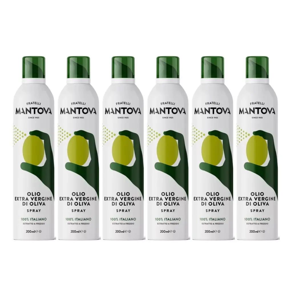 Extra Virgin Olive Oil Spray 6 x 200ml – 100% Italian, Cold Extracted, Light Spray, 100% Natural, 100% Light, 100% Easy – Save Up to 90% of Oil