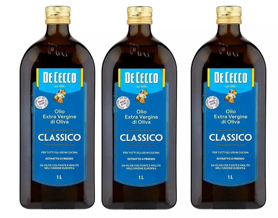 De Cecco Classico Extra Virgin Olive Oil, 6 x 1L Bottles – Cold Extracted Italian EVOO, Smooth and Balanced Flavour, Ideal for Cooking and Seasoning