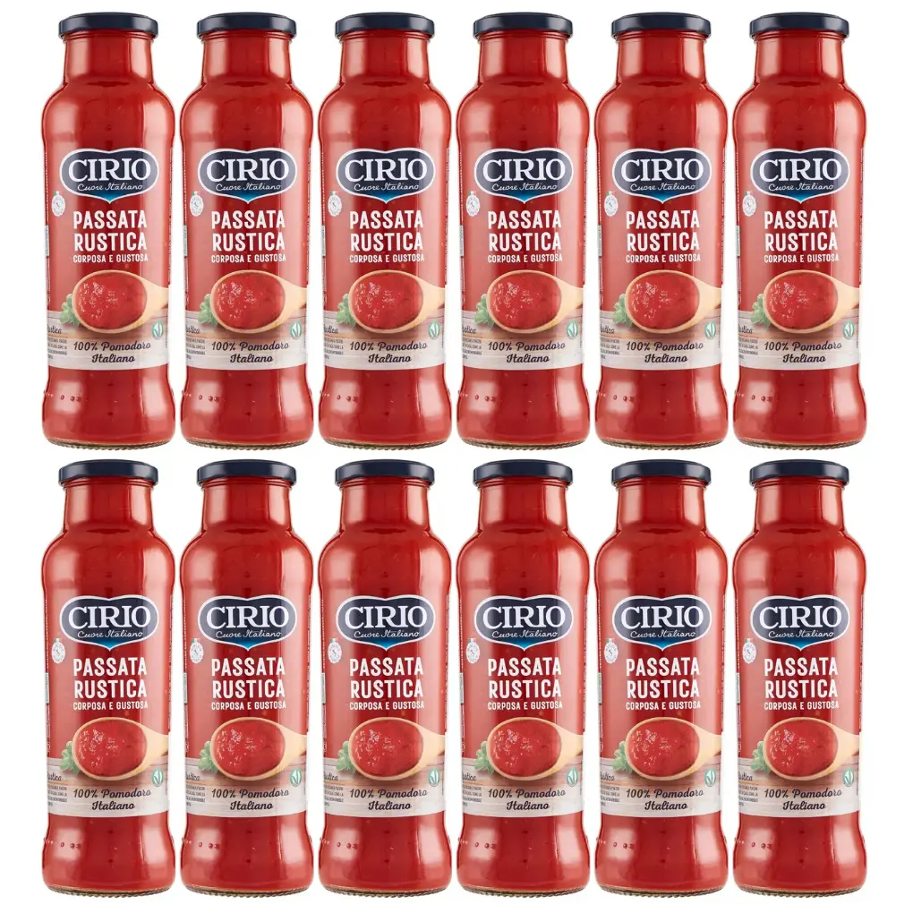 Cirio Rustica Tomato Passata, 12 x 680g Bottles – Thick and Rustic Italian Tomato Purée, Made from 100% Italian Tomatoes, Ideal for Sauces and Cooking