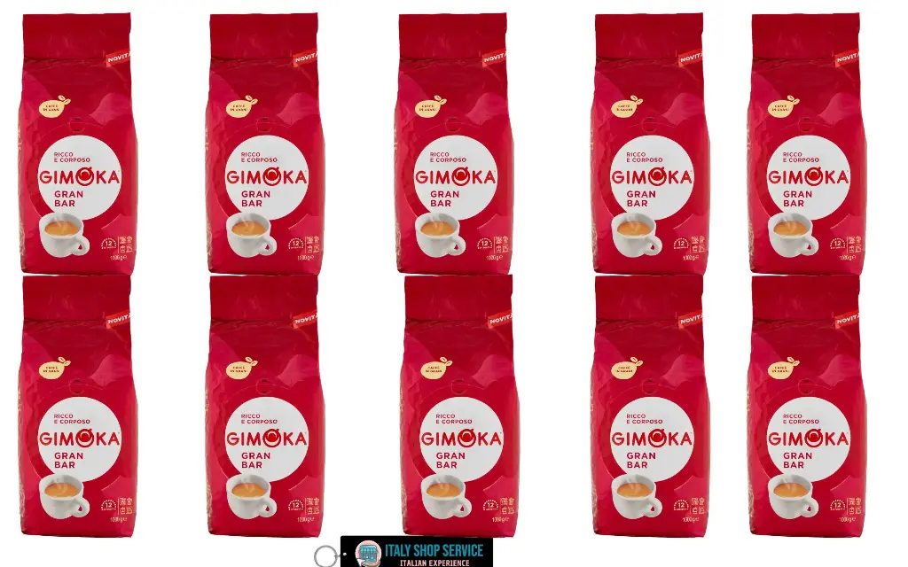 Ricco Caffè Gimoka Coffee in Grani, reichhaltig und vollmundig 1 kg Pack of 10