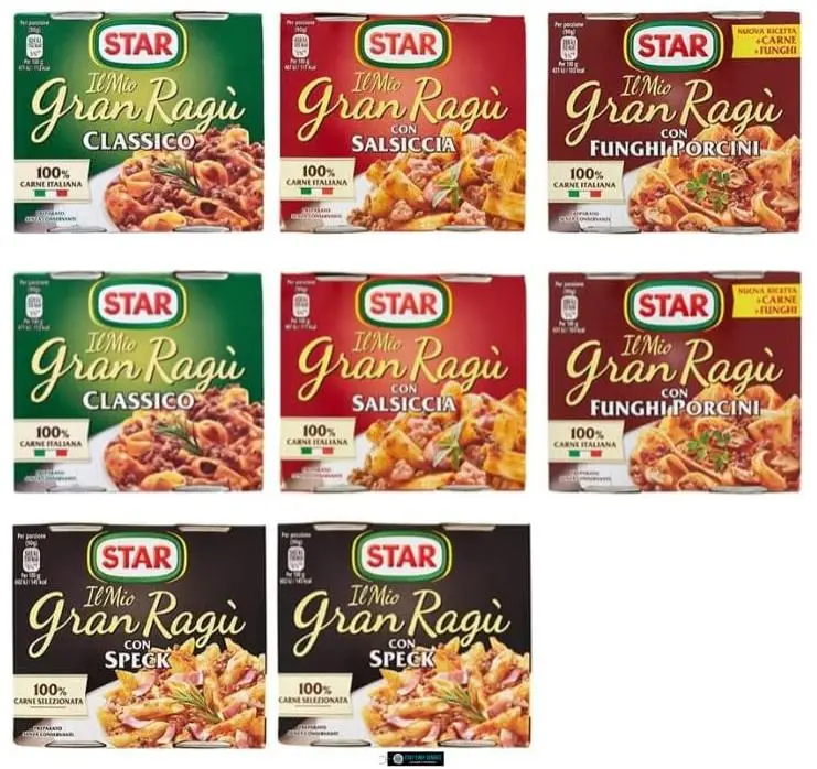 Star Il Mio Gran Ragù, Set Sughi Pronti, 8 Confezioni da 2x180g, Varietà Classico, Salsiccia, Funghi Porcini, Speck, 100% Carne Italiana